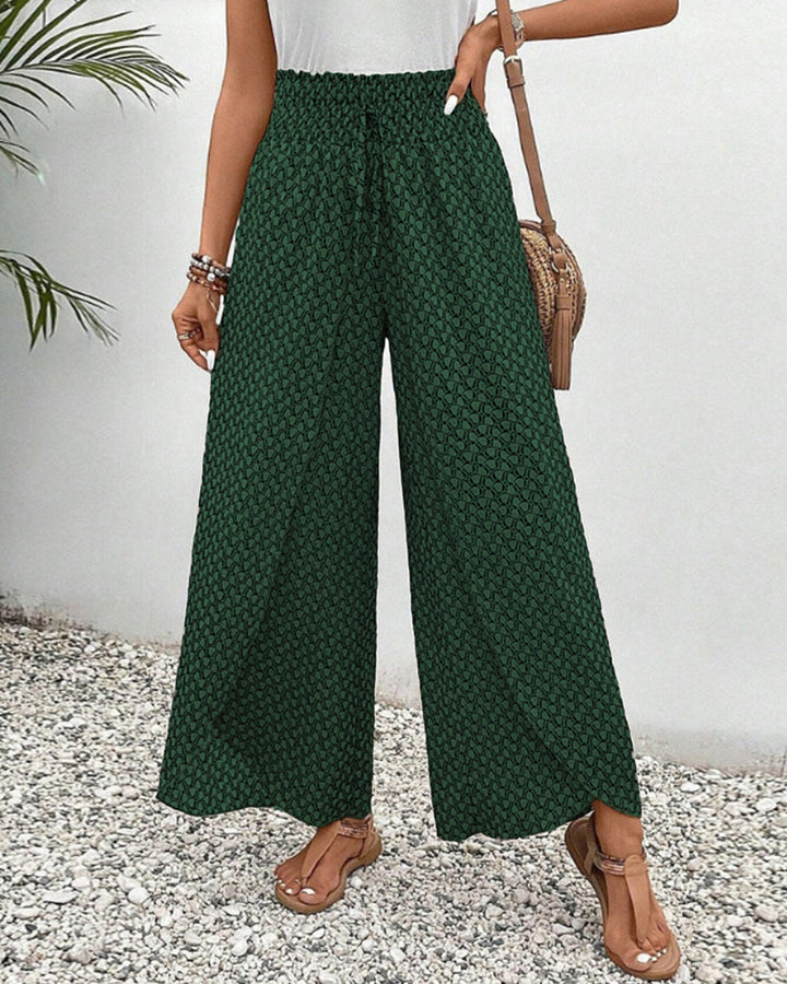 High Waist Trousers with Geometric Print and Flowing Shape for Women