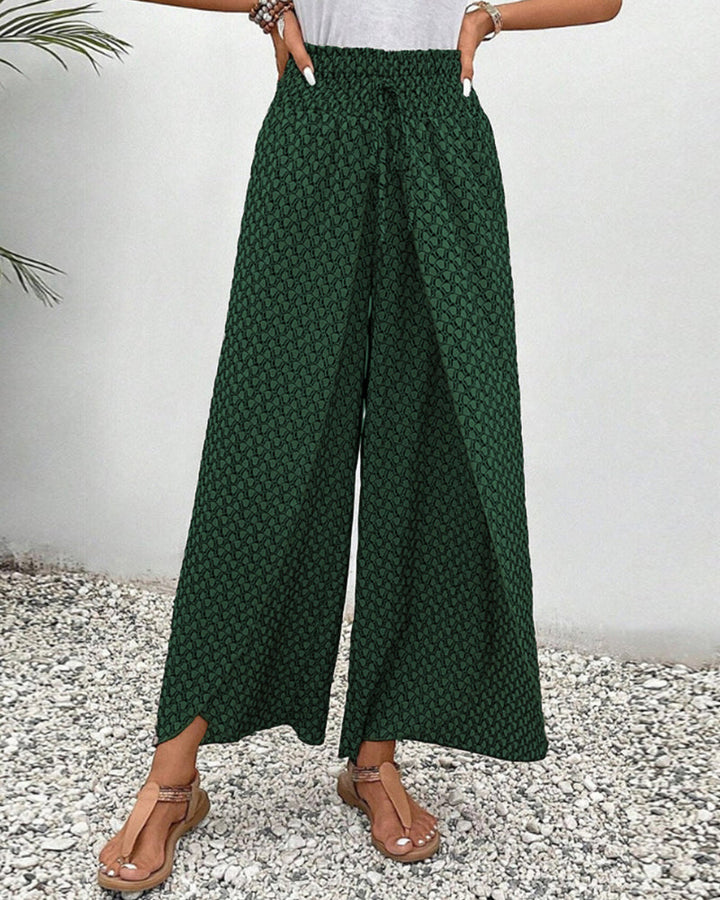 High Waist Trousers with Geometric Print and Flowing Shape for Women