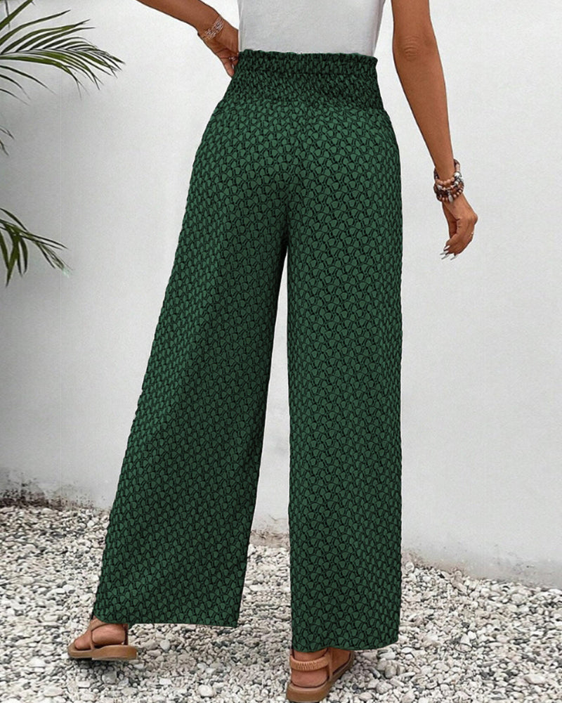 High Waist Trousers with Geometric Print and Flowing Shape for Women
