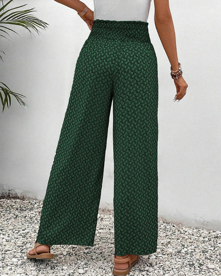 High Waist Trousers with Geometric Print and Flowing Shape for Women
