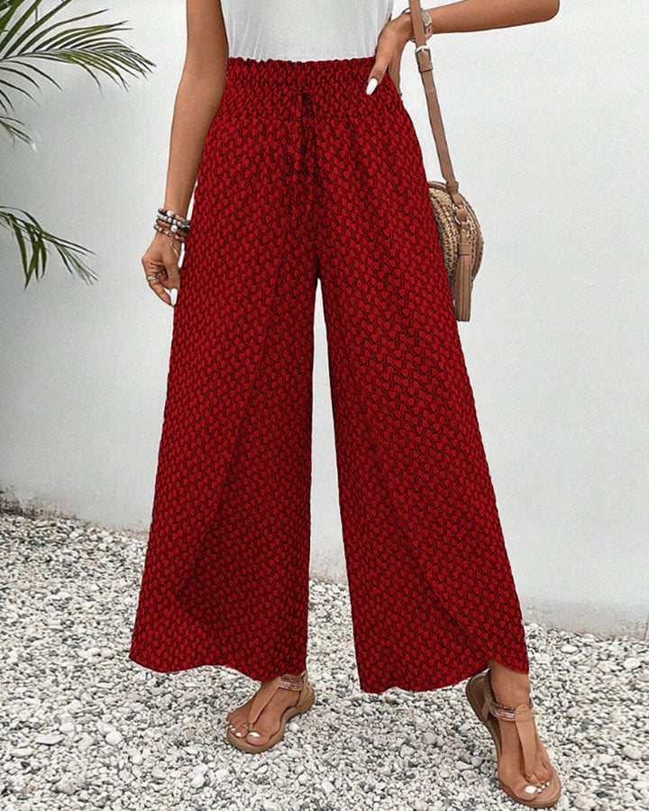 High Waist Trousers with Geometric Print and Flowing Shape for Women