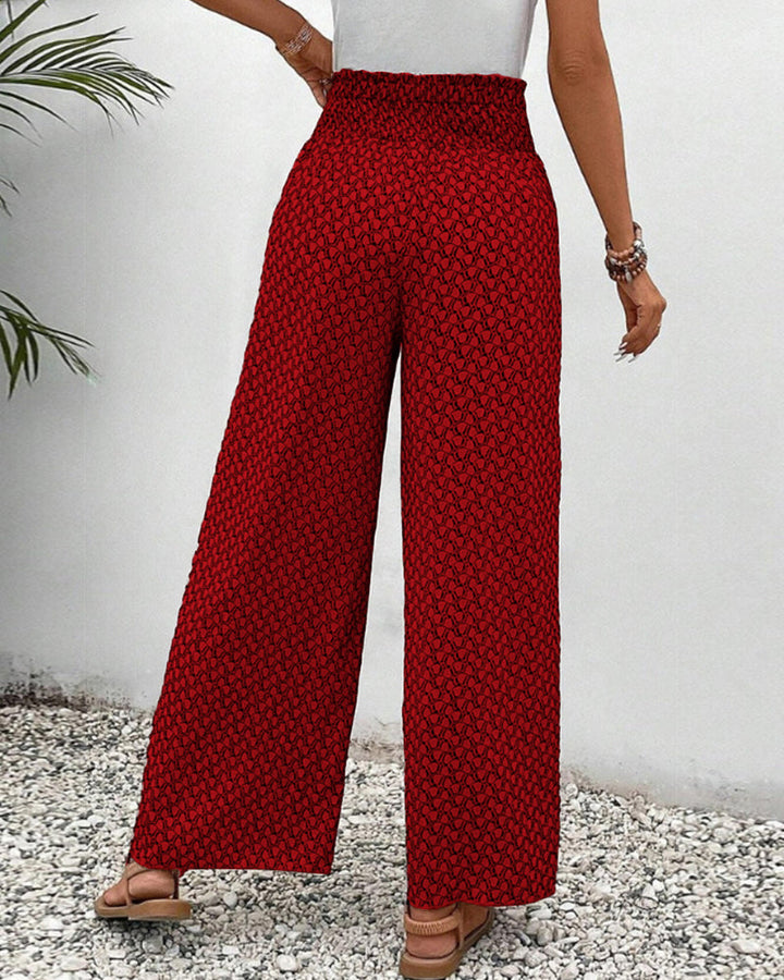High Waist Trousers with Geometric Print and Flowing Shape for Women