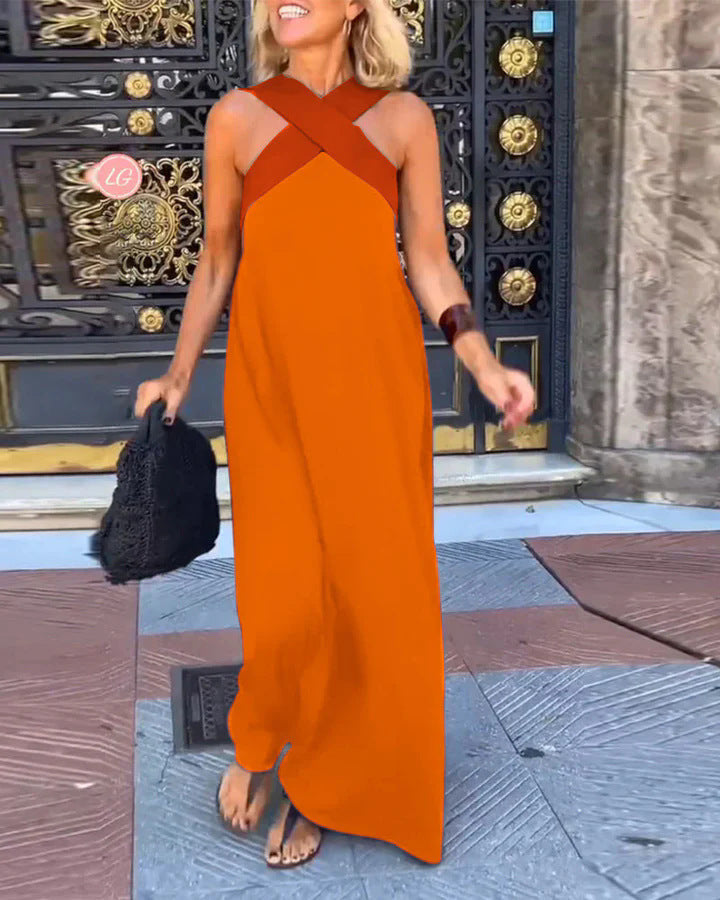Breathable Comfortable Crossed Maxi Dress