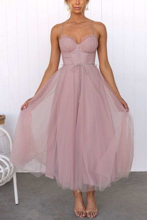 Florence | Wedding Guest Midi Dress Corset Tulle Skirt
