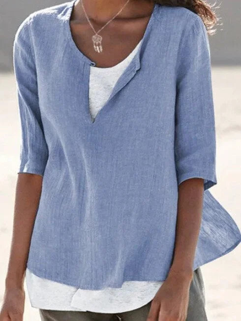 Women's Split Neck Casual Blouse