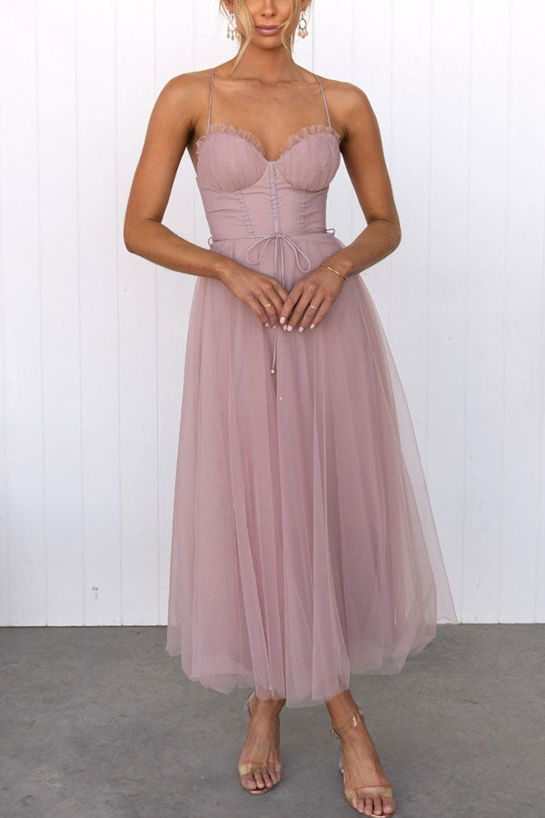 Florence | Wedding Guest Midi Dress Corset Tulle Skirt