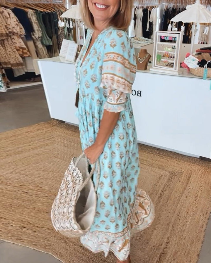 Chic Floral V-Neck Dress Midi