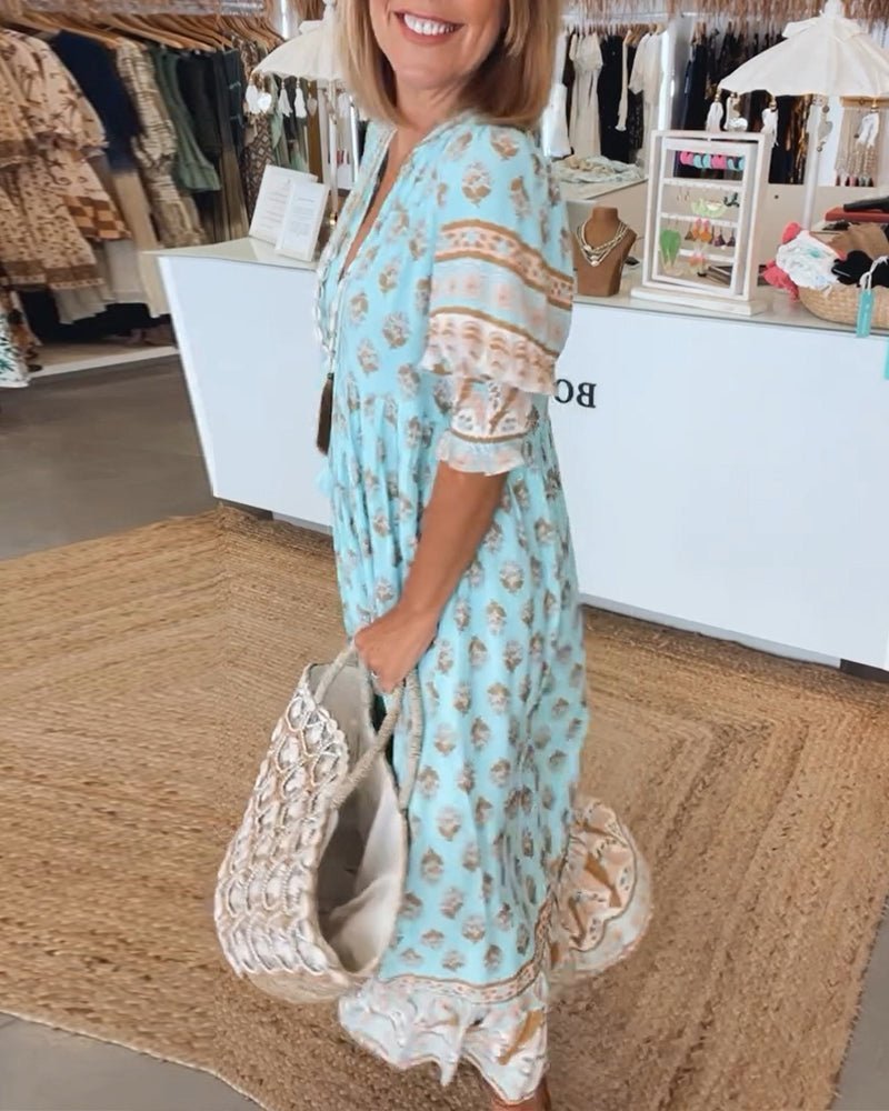 Chic Floral V-Neck Dress Midi