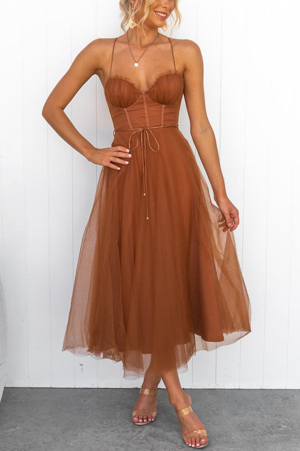 Florence | Wedding Guest Midi Dress Corset Tulle Skirt