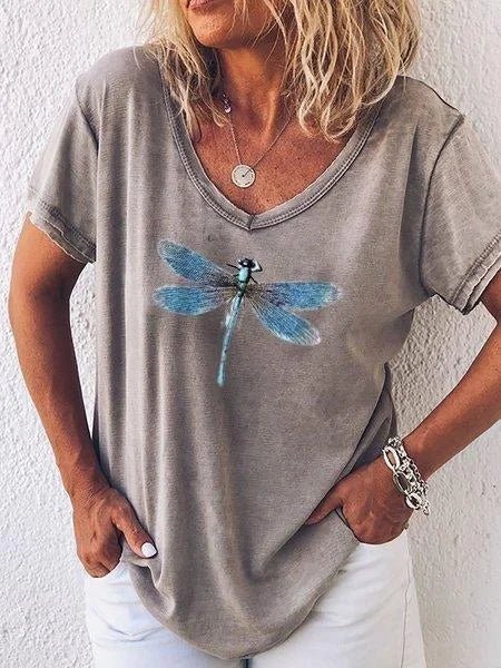 Women's Dragonfly Print Casual Tee