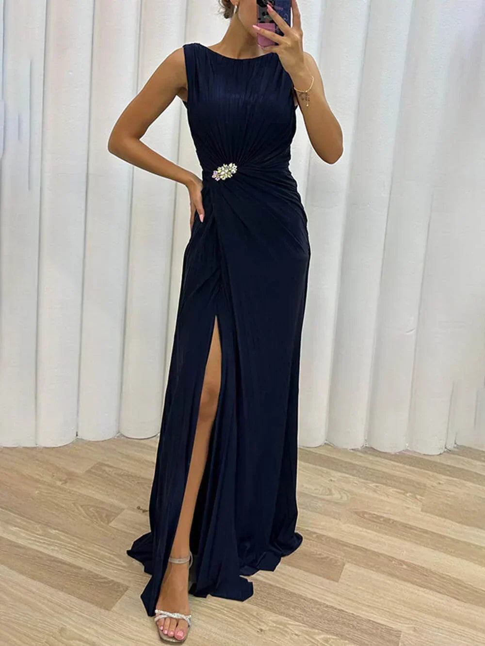 Women's Pleated Formal Wedding Maxi Dress