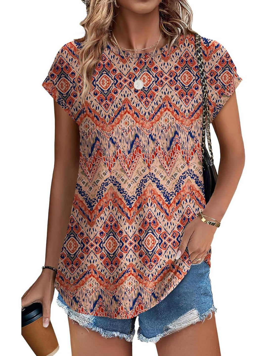 Women's Leaf Print Casual Top