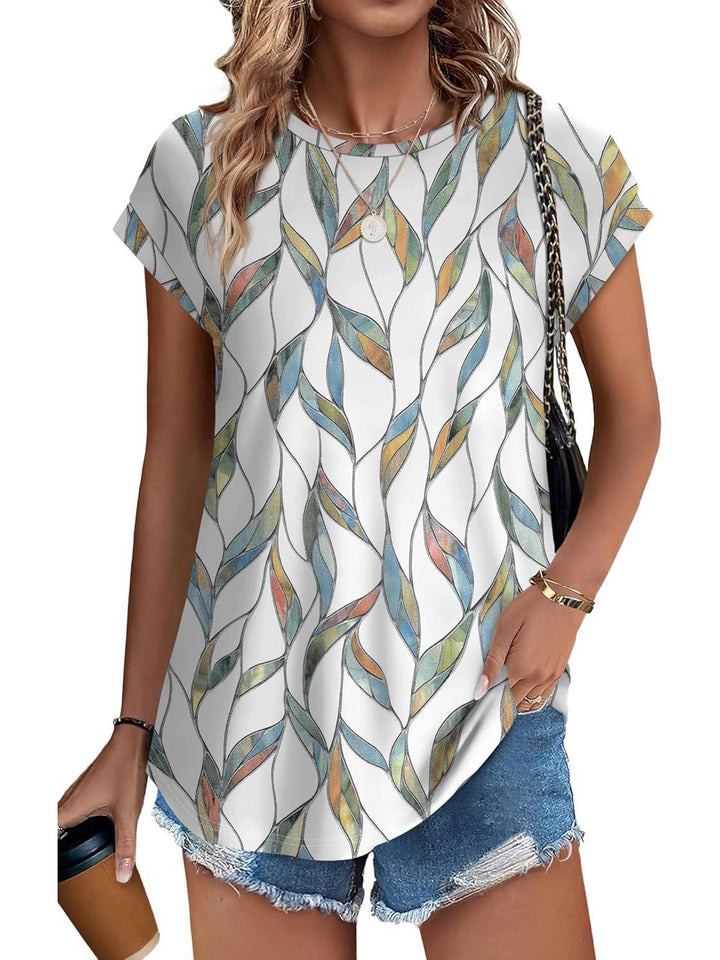 Women's Leaf Print Casual Top