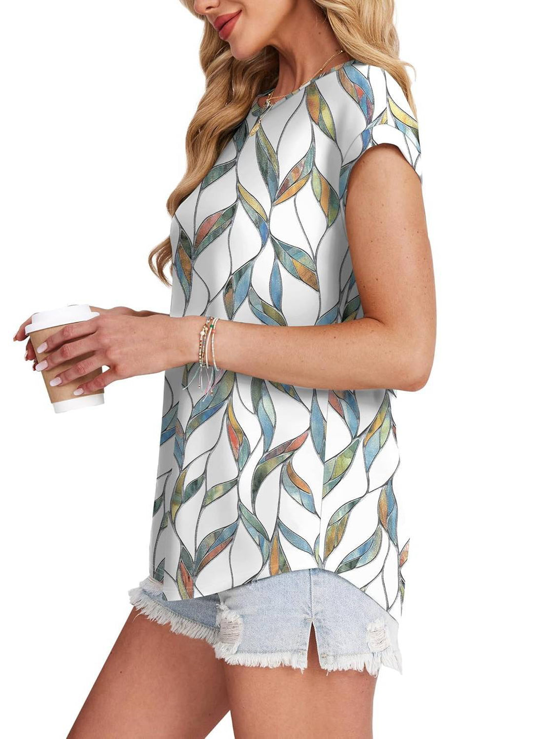 Women's Leaf Print Casual Top