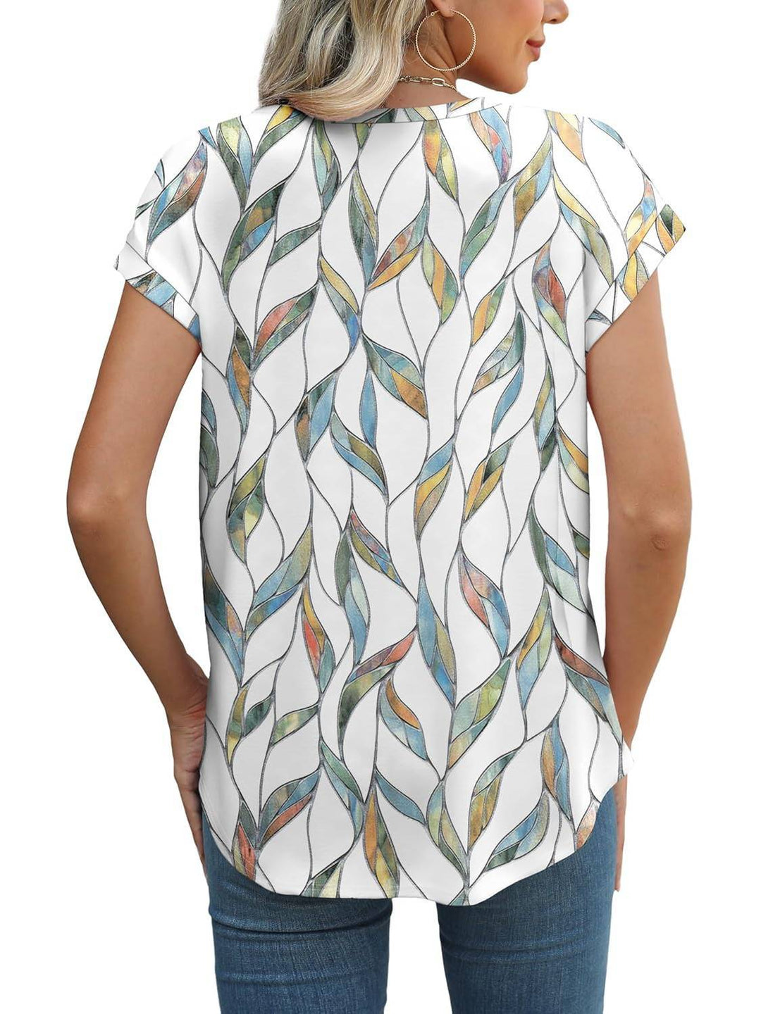 Women's Leaf Print Casual Top