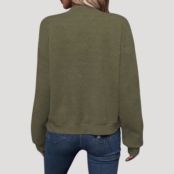 Lightweight Bomber Jacket with Textured Zip Front for Women