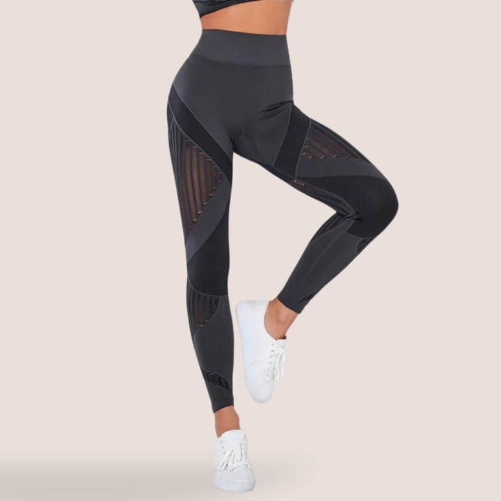 Textured Leggings with High Waist Design and Full Length Cut for Women