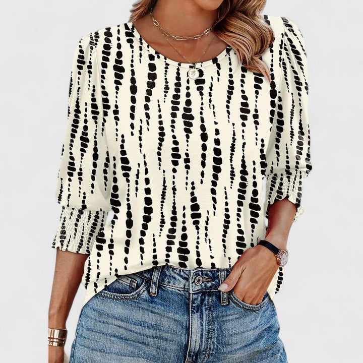 Women's Smocked Cuff Crew Neck Top