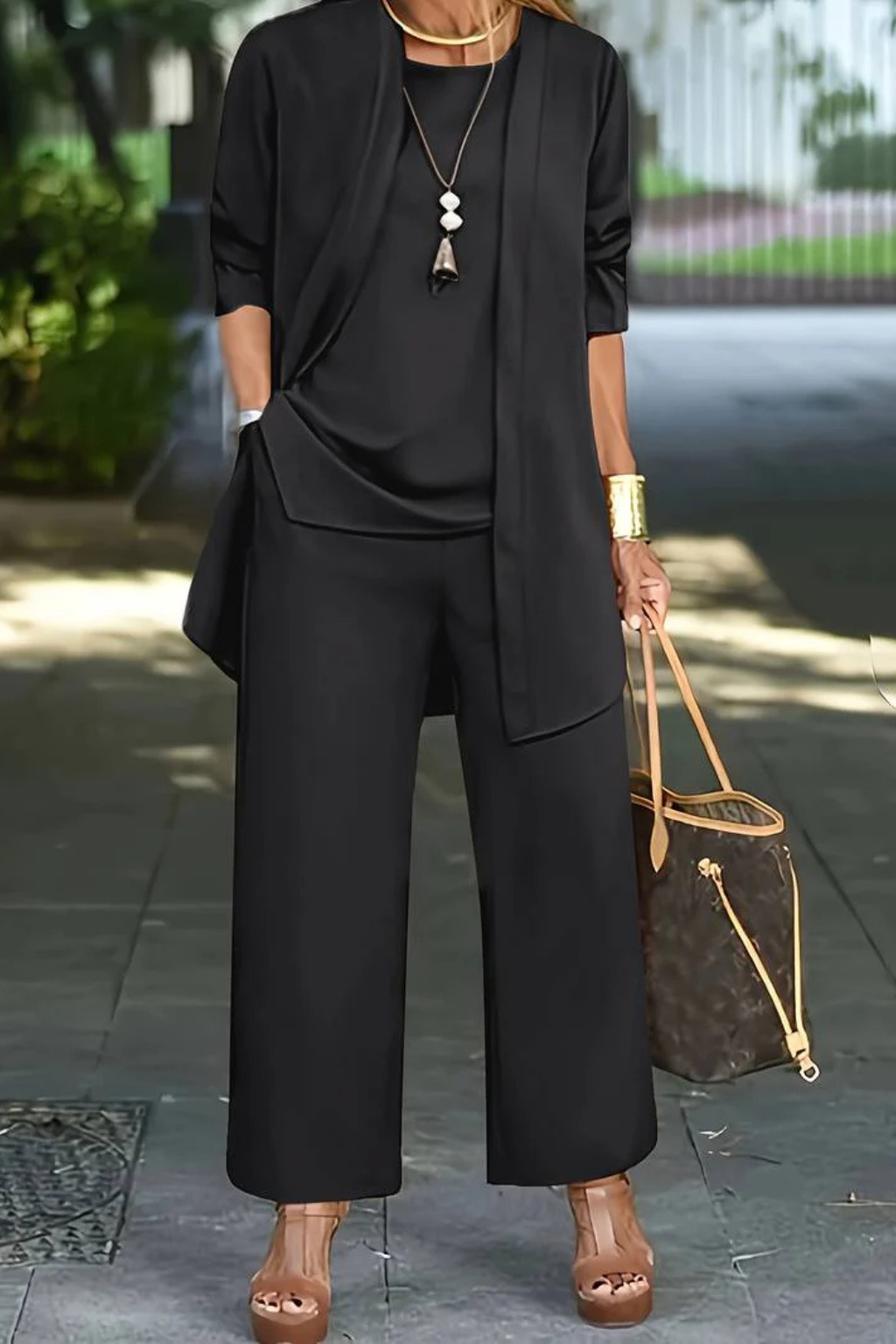 Florence | Women's Three Piece Set Cardigan and Wide Leg Trousers