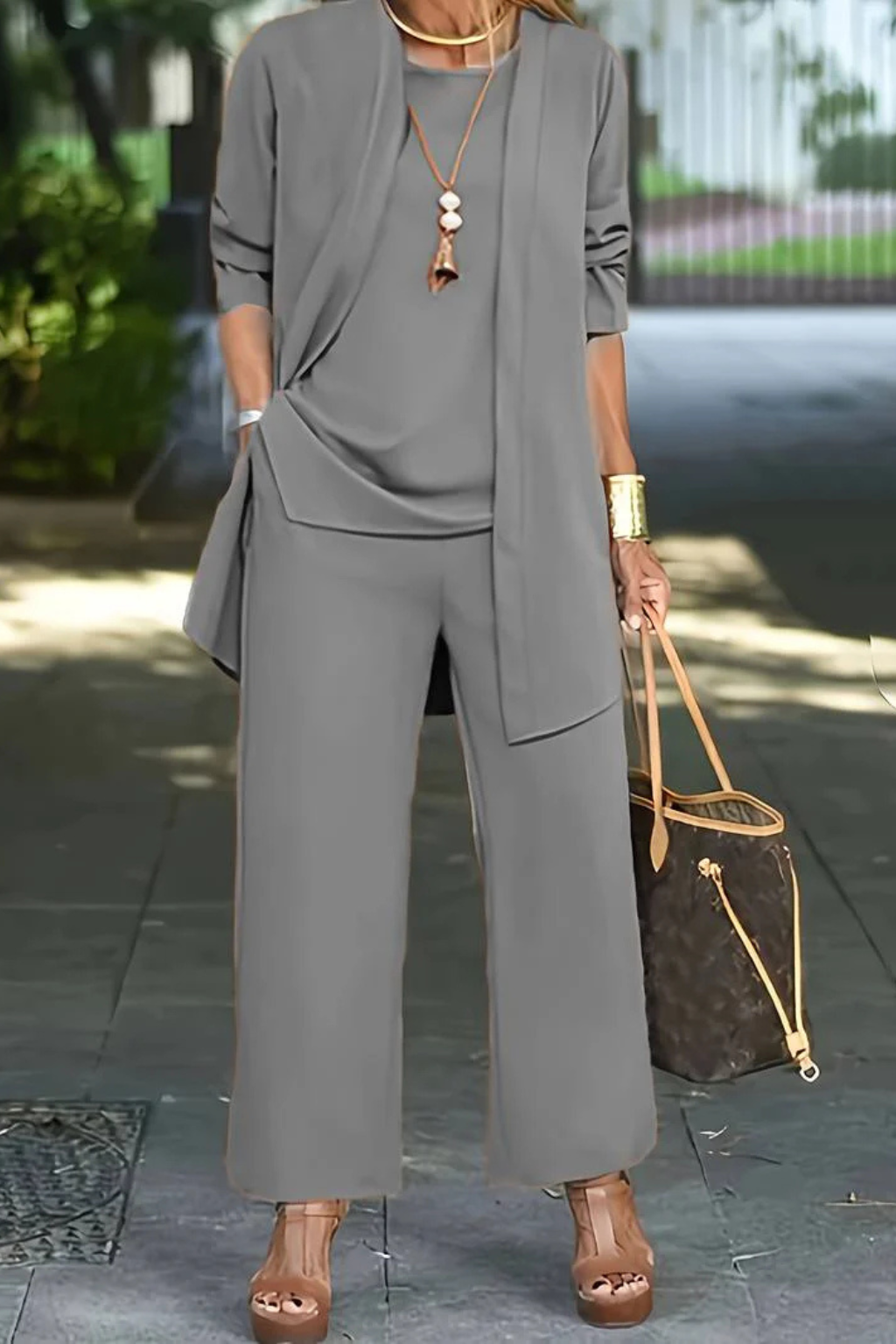 Florence | Women's Three Piece Set Cardigan and Wide Leg Trousers