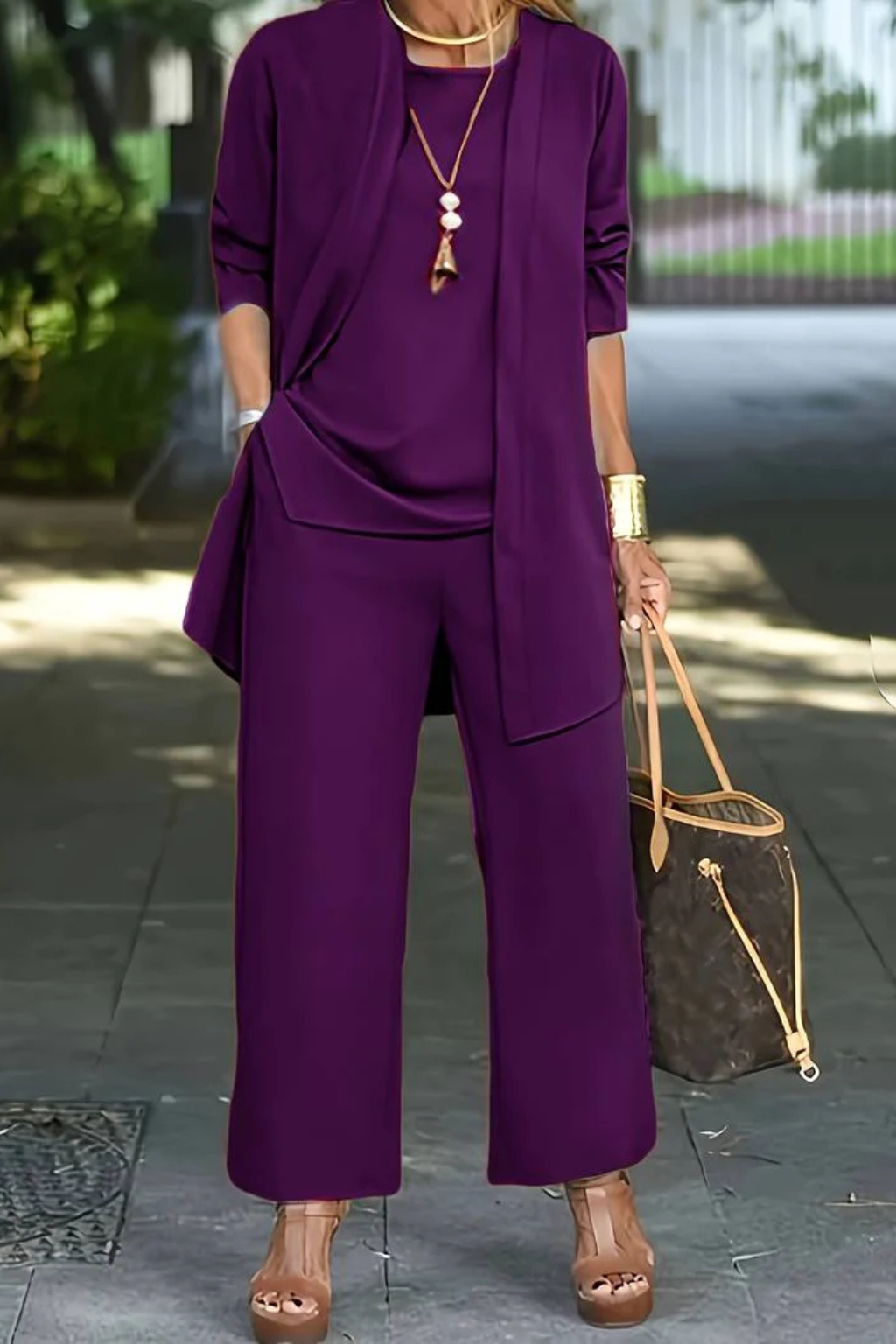 Florence | Women's Three Piece Set Cardigan and Wide Leg Trousers