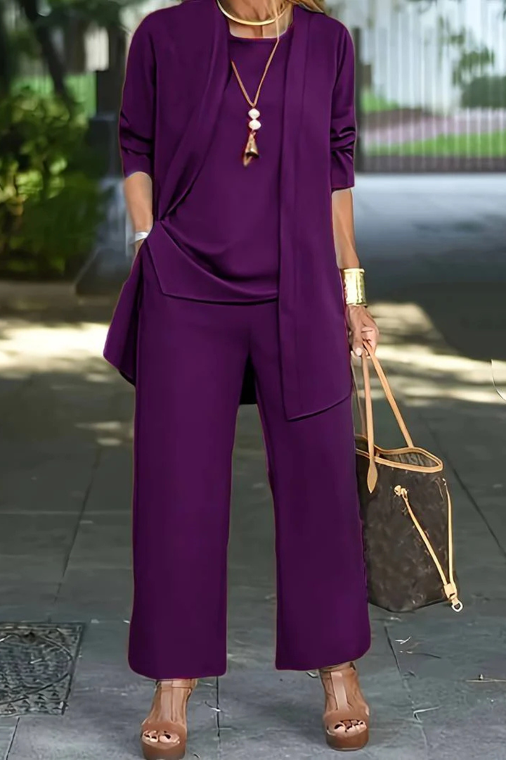 Florence | Women's Three Piece Set Cardigan and Wide Leg Trousers