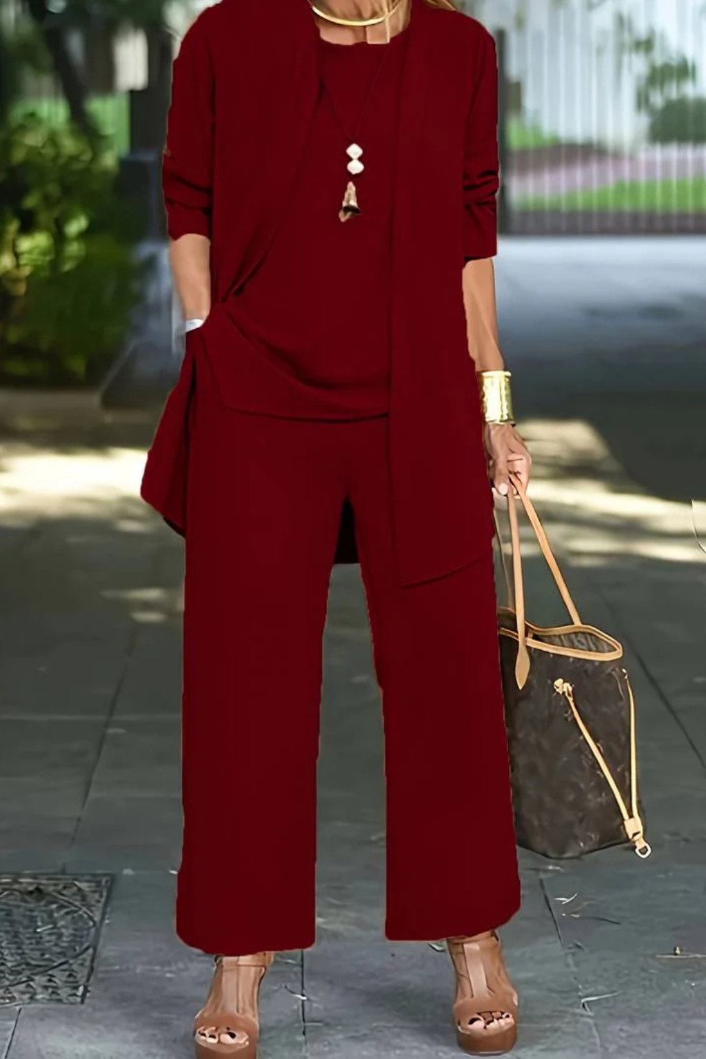 Florence | Women's Three Piece Set Cardigan and Wide Leg Trousers