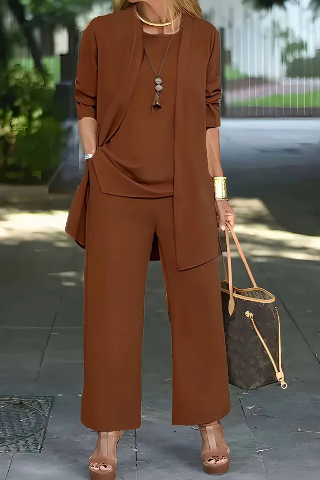 Florence | Women's Three Piece Set Cardigan and Wide Leg Trousers