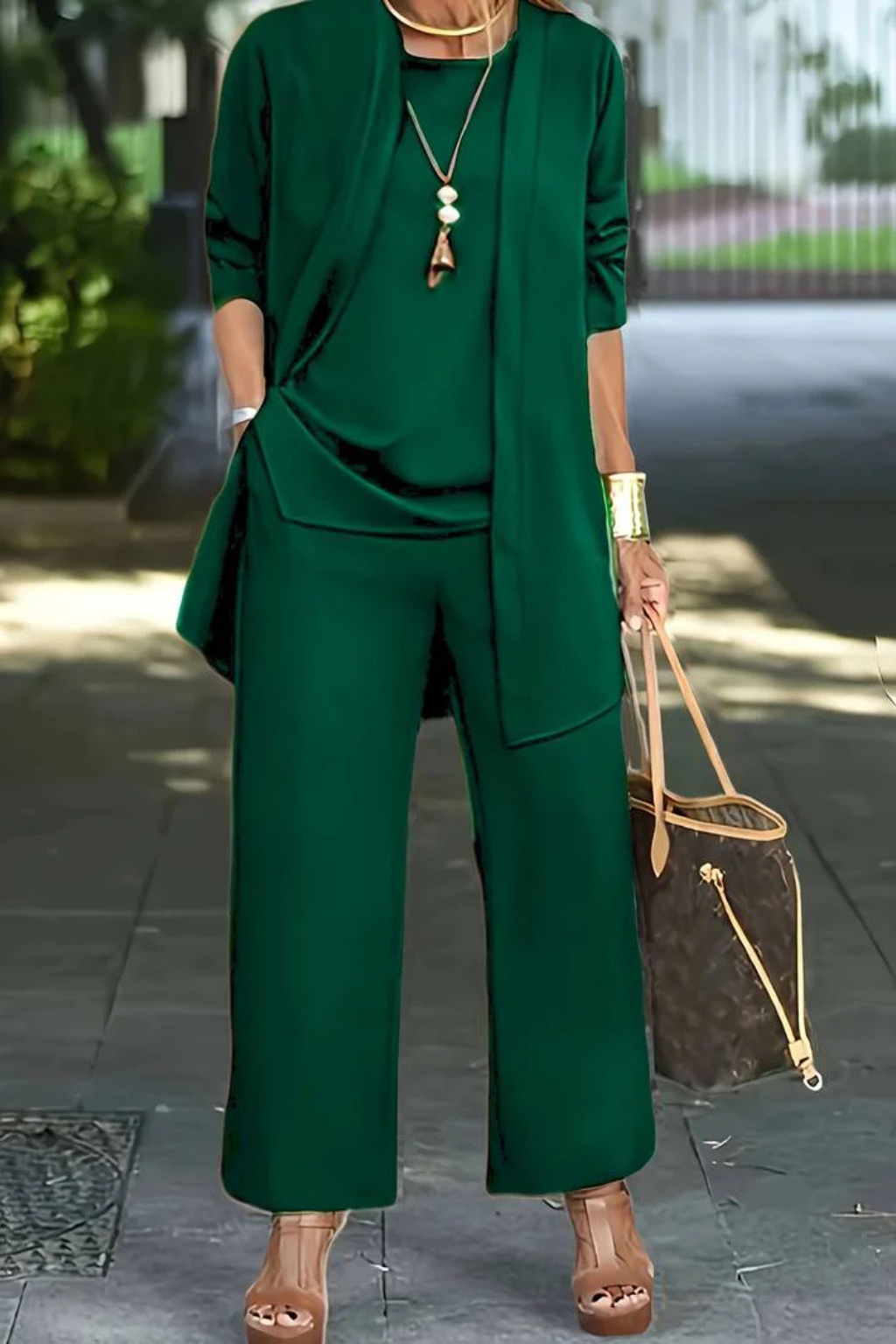 Florence | Women's Three Piece Set Cardigan and Wide Leg Trousers