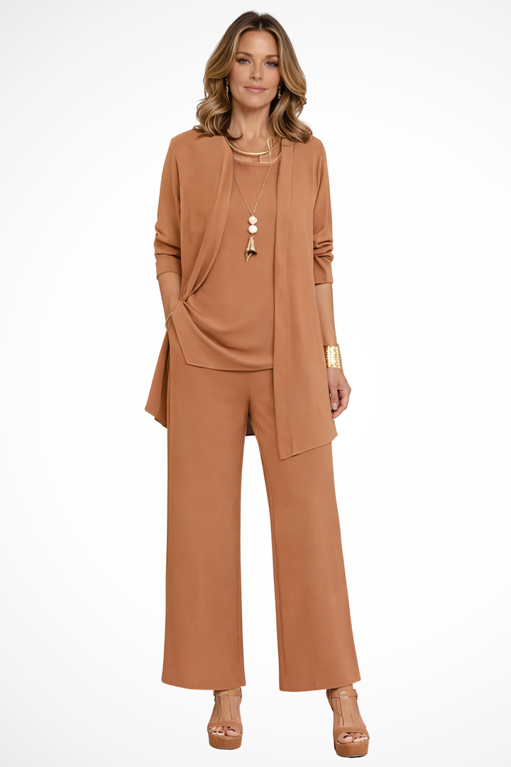 Florence | Women's Three Piece Set Cardigan and Wide Leg Trousers