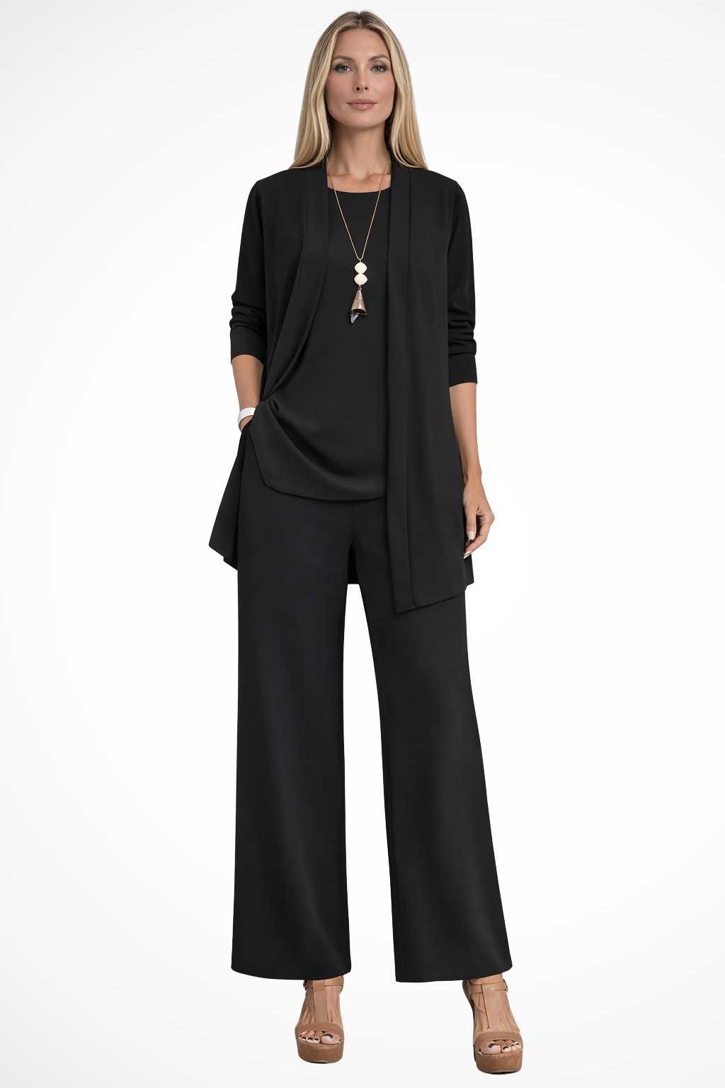 Florence | Women's Three Piece Set Cardigan and Wide Leg Trousers