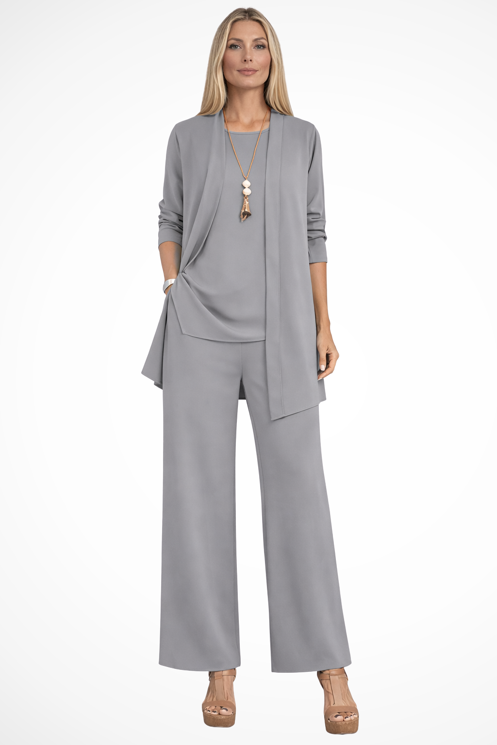 Florence | Women's Three Piece Set Cardigan and Wide Leg Trousers