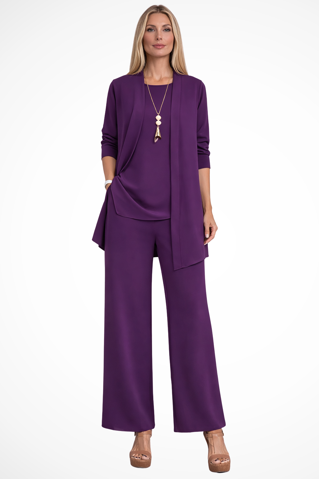 Florence | Women's Three Piece Set Cardigan and Wide Leg Trousers