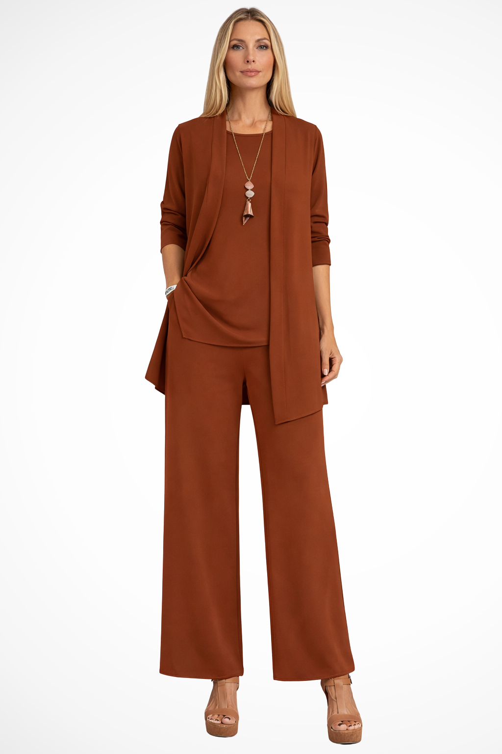 Florence | Women's Three Piece Set Cardigan and Wide Leg Trousers