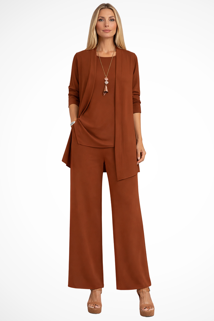 Florence | Women's Three Piece Set Cardigan and Wide Leg Trousers