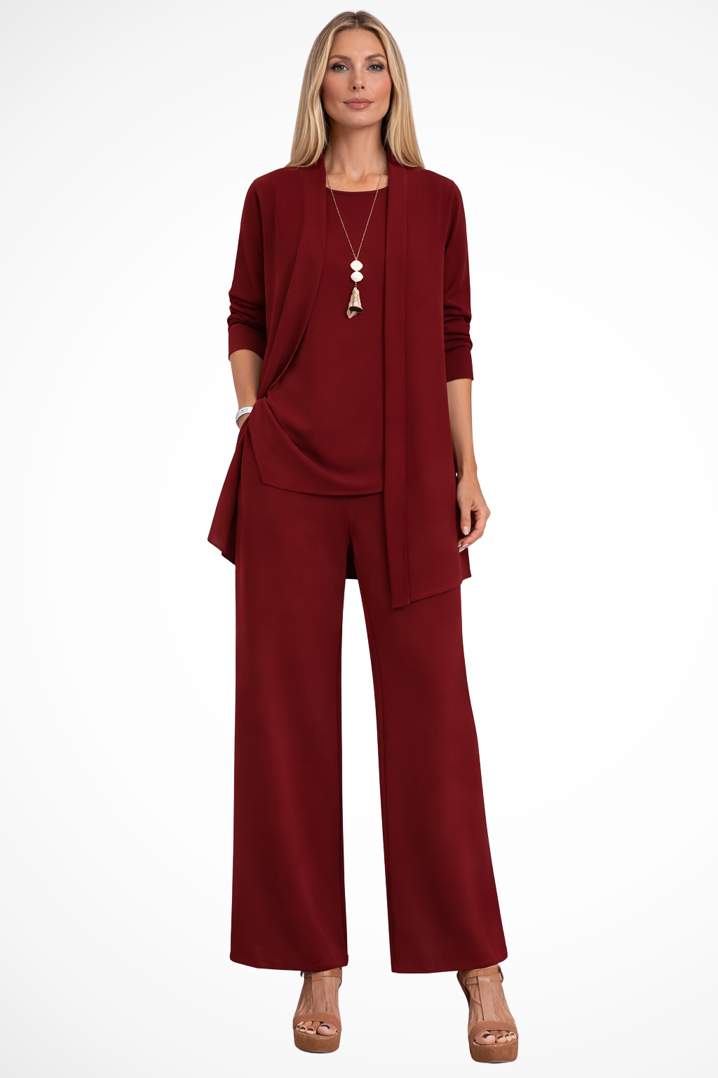 Florence | Women's Three Piece Set Cardigan and Wide Leg Trousers