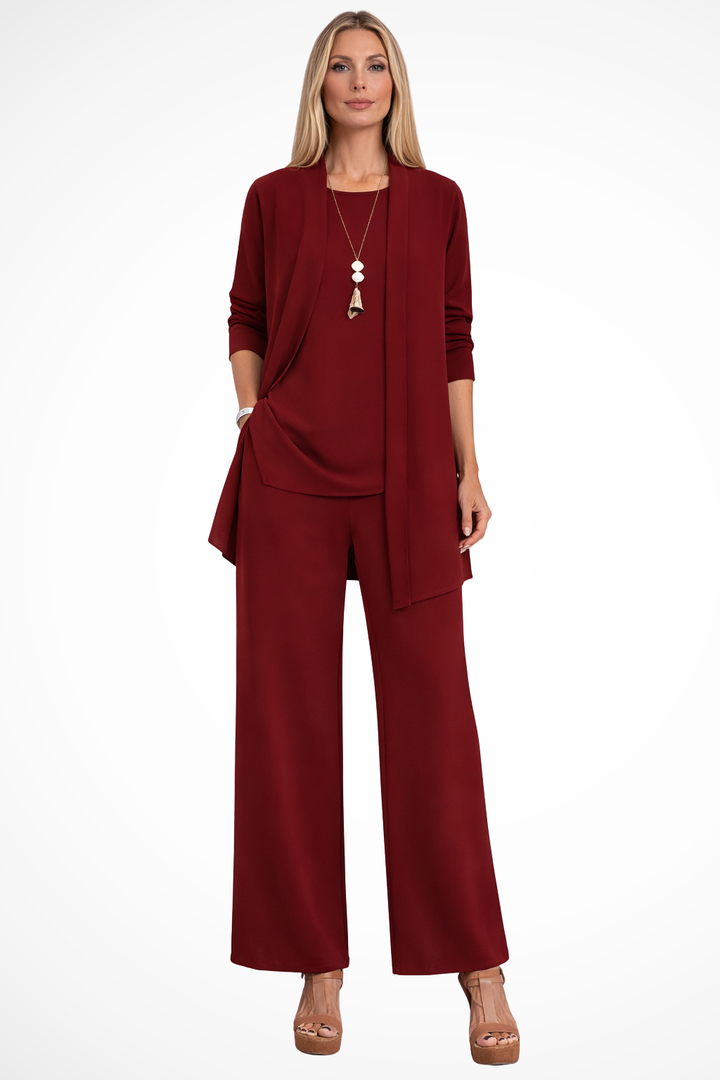 Florence | Women's Three Piece Set Cardigan and Wide Leg Trousers