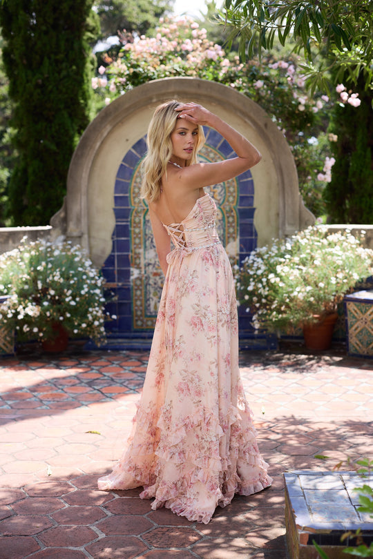 Women's Peach Tapestry Maxi Dress