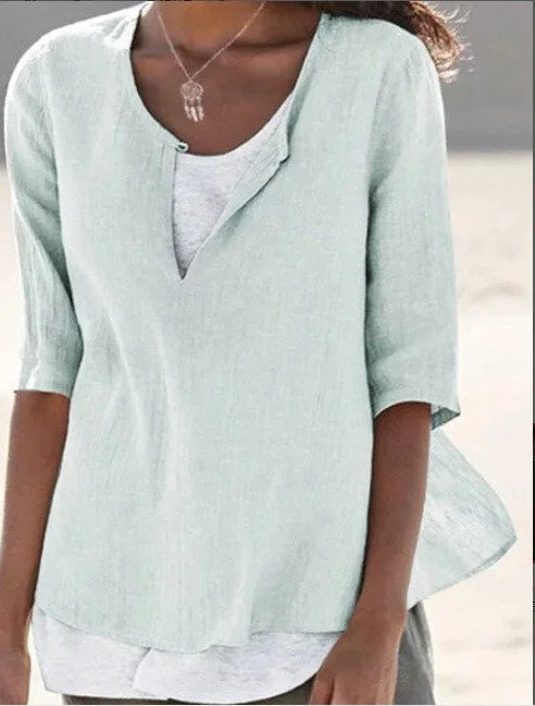 Women's Split Neck Casual Blouse