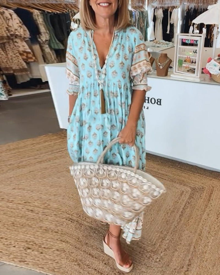 Chic Floral V-Neck Dress Midi