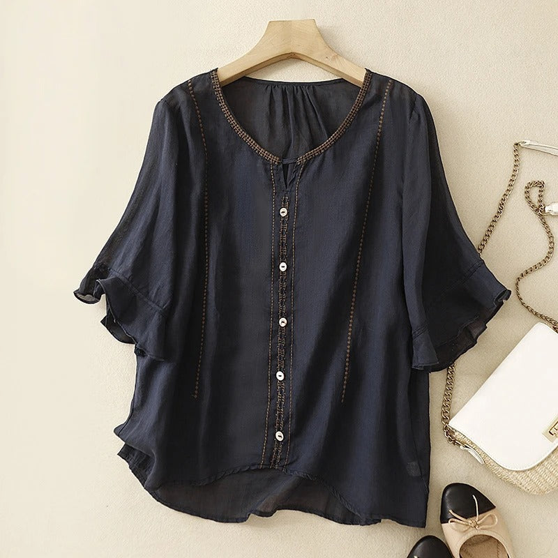 Women's Ruffle Sleeve Pattern Blouse