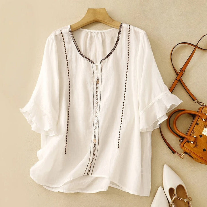 Women's Ruffle Sleeve Pattern Blouse