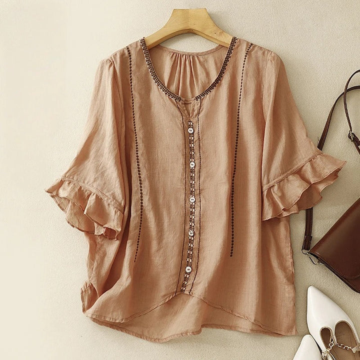 Women's Ruffle Sleeve Pattern Blouse