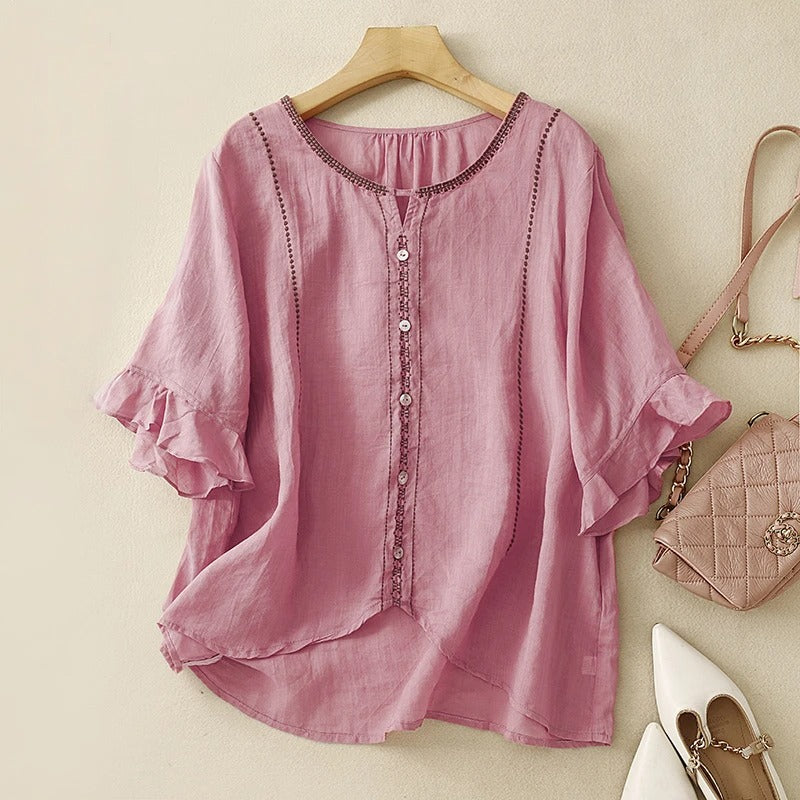Women's Ruffle Sleeve Pattern Blouse
