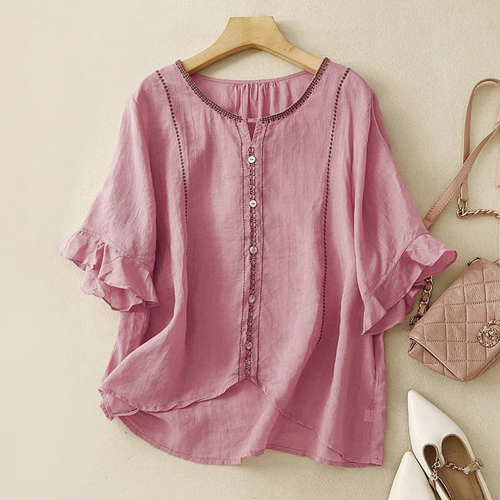 Women's Ruffle Sleeve Pattern Blouse