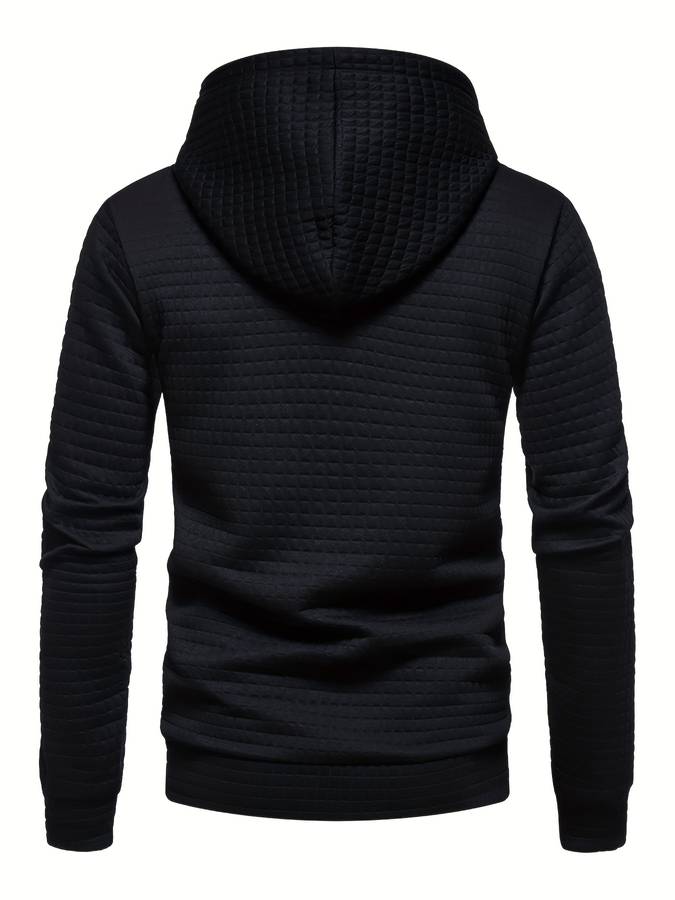 Waffle Pattern Hoodie with Relaxed Everyday Design for Men