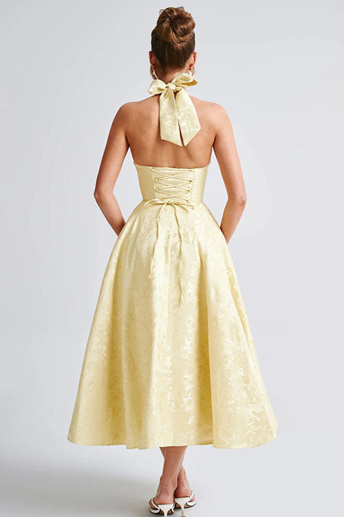 Women's Jacquard Halter Maxi Dress