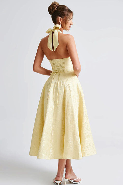 Women's Jacquard Halter Maxi Dress