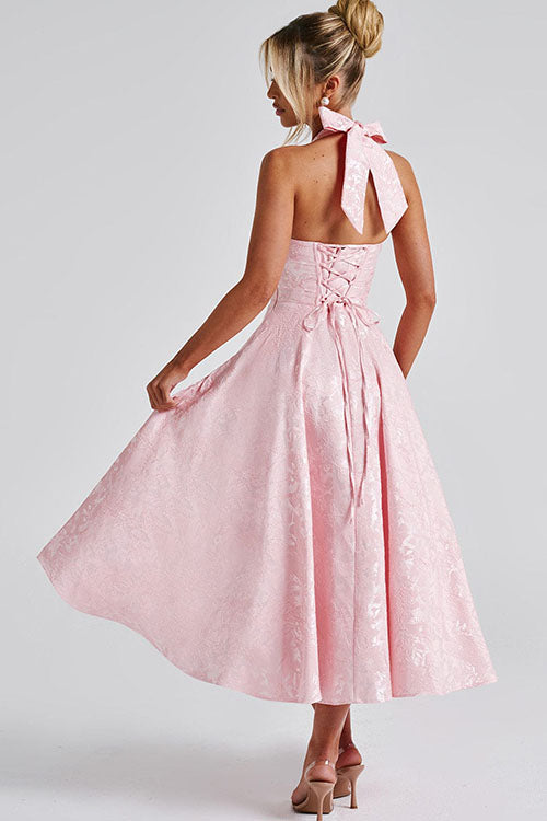 Women's Jacquard Halter Maxi Dress