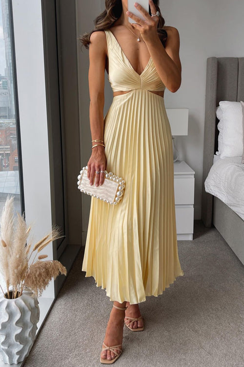 Elegant pleated blind evening dress for women | Midi 1